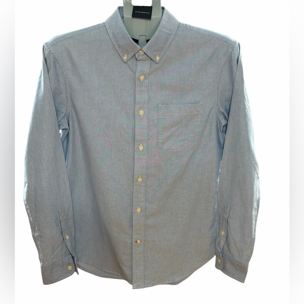 New with tags Club Monaco slim fit denim shirt in light blue.